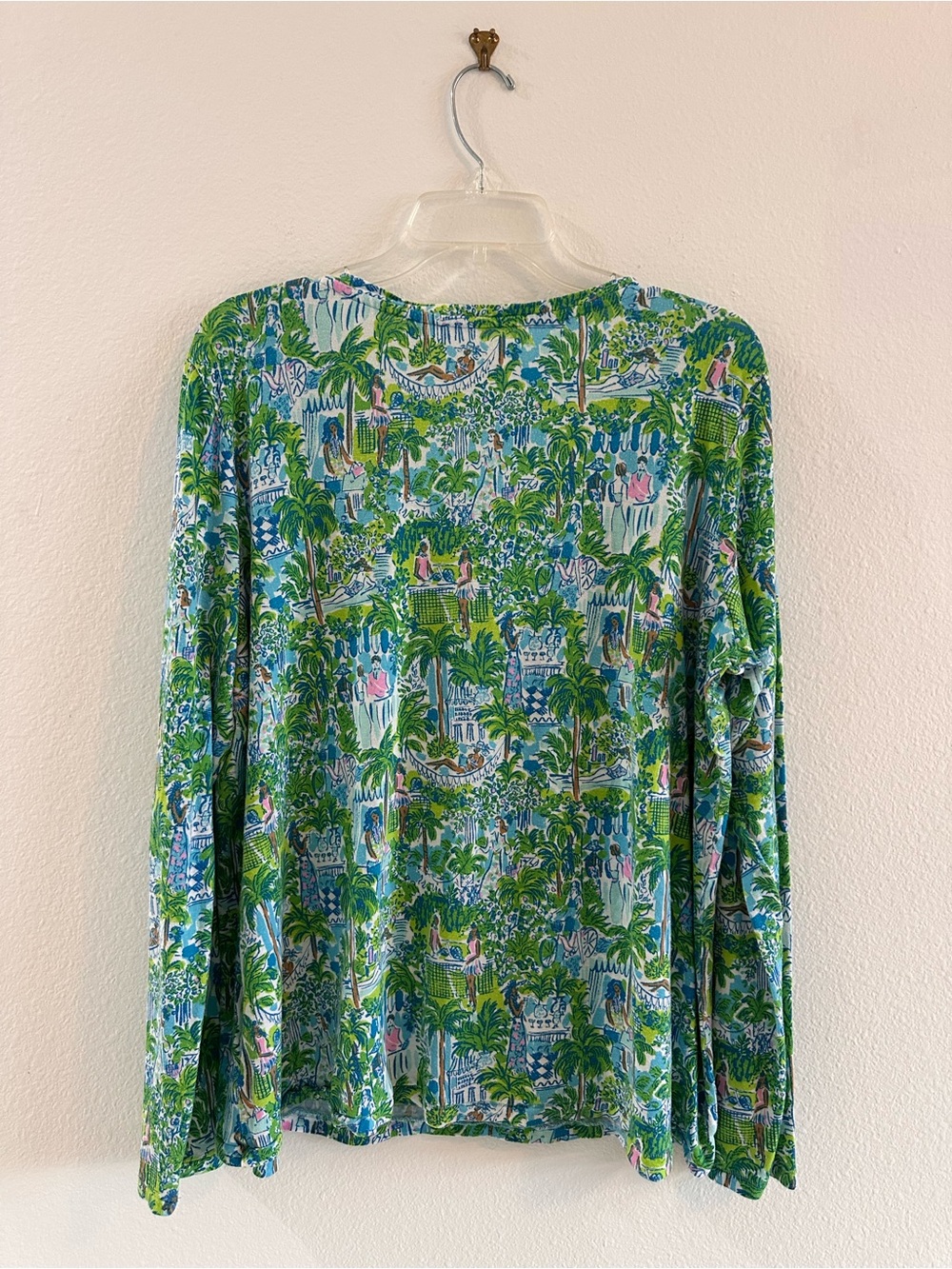 Lilly Pulitzer Damalia Knit Tropical Two-Piece Pajamas in Green and Blue, XXL - Picture 3 of 11